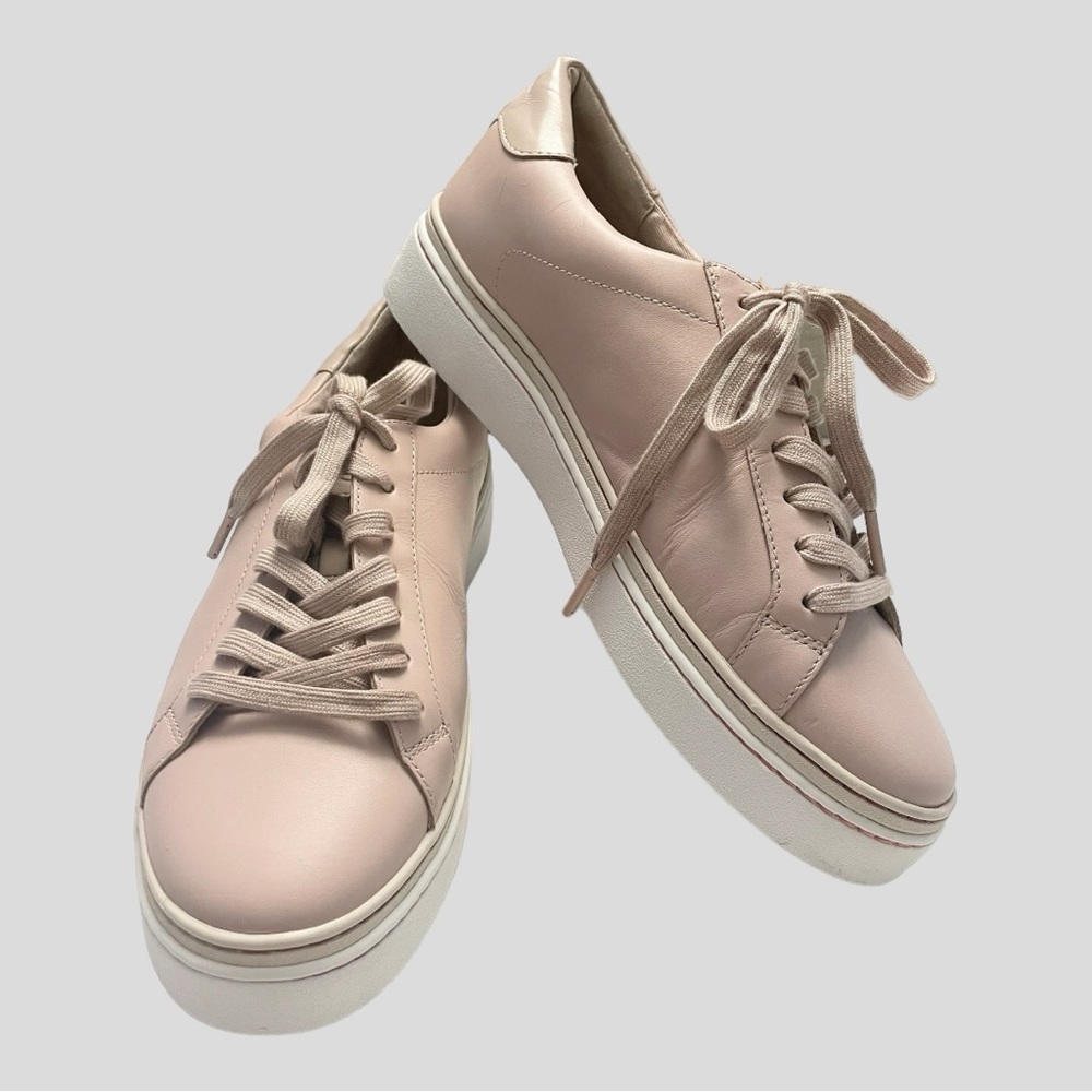 MICHAEL KORS BLUSH PINK LEATHER LACE UP SNEAKERS SIZE 10 - Picture 3 of 14